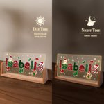 Babbo Natale personalizzato con design ad alce Luce notturna a LED in acrilico con nome e base in legno Regalo di Natale decorativo per la famiglia e gli amici