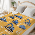 Personalized Construction Vehicle Soft Throw Blanket with Name Birthday Christmas Gift for Engineering Vehicle Lover