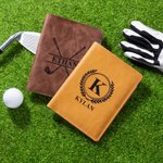 Henkilökohtainen PU Nahka Golf tuloskortin haltija alkuperäisellä ja nimellä Kilpailu Harjoittelutarvikkeet Syntymäpäivä Pelipäivä Lahja miehelle Golf Loverille