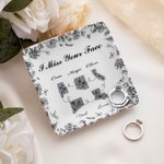 Personalized Toile De Jouy State Map Square Ceramic Trinket Jewelry Dish with Text and Name Birthday Anniversary Gift for Family Couples