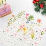 Personalisierte Aquarell Floral 2026 Tischkalender mit Gravur Text und hölzernen Sockel Home Decor Neujahr Geschenk für Familie Freunde