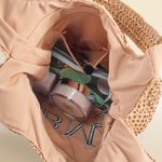 Personalised Embroidered Initial Raffia Tote Bag with Pocket Reusable Beach Travel Accessory Bridal Party Mother's Day Gift for Her