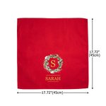 Personalized Christmas Wreath 100% Cotton Red Table Napkin with Initial and Name Table Decor Christmas Gift for Family Friend