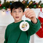 Personalized Cute Dinosaur Construction Vehicle Heart Circular Hanging Ornament Home Decor Christmas Gift for Toddler Boys