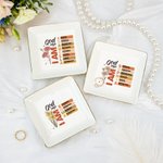 Gepersonaliseerd God zegt Bijbelvers Geboortebloem vierkant keramisch sieradenschaaltje met naam Doopsel Verjaardag Kerstcadeau voor vrouwen Christenen