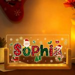 Babbo Natale personalizzato con design ad alce Luce notturna a LED in acrilico con nome e base in legno Regalo di Natale decorativo per la famiglia e gli amici