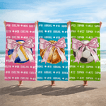 Personalisierte rosa Bogen Ball Sport schnell trocknen Mikrofaser Strand Handtuch mit Nummer und Name Strand Party Geburtstagsgeschenk für Frauen Sportliebhaber