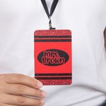 Personlig korthållare i flerfärgad krita med text Tillbaka till skolan Lärarens dag Uppskattningsgåva för lärare