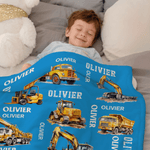 Personalized Construction Vehicle Soft Throw Blanket with Name Birthday Christmas Gift for Engineering Vehicle Lover