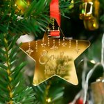 Personalized Santa Claus Elk Star Shape Acrylic Medal Ornament with Name and Card Home Decoration Christmas Gift for Kids