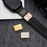 Personalised Simple Engraved Text Rectangle Watch Band Charm Smartwatch Accessories Daily Use Birthday Gift for Women Men
