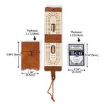 Personalised Portable PU Leather Cribbage Board with Playing Cards and Engraved Text Travel Outdoor Game Birthday Gift for Family Friends
