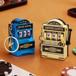 Personalized Mini Slot Machine Bag Tag Keychain with Initial Charm Birthday Anniversary Party Gift for Gambler Slot Lover