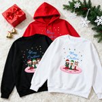 Sweat à Capuche Personnalisé avec 2 à 6 Personnages de Dessin Animé et Noms Tenue Quotidienne Cadeau Noël pour Meilleures Amies Sœurs