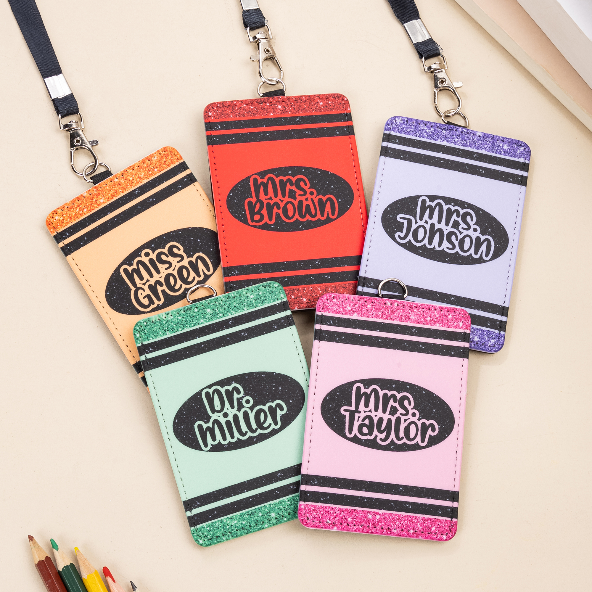 Porte-cartes multicolore personnalisé avec texte Cadeau de remerciement pour les enseignants à l'occasion de la rentrée des classes