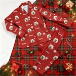 Personalisierte 1-5 Haustier Fotos Multicolor weiche lange Ärmel Pyjama Matching Set mit Namen Geburtstag Weihnachten Geschenk für Kinder Familie