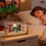 Babbo Natale personalizzato con design ad alce Luce notturna a LED in acrilico con nome e base in legno Regalo di Natale decorativo per la famiglia e gli amici