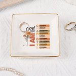 Gepersonaliseerd God zegt Bijbelvers Geboortebloem vierkant keramisch sieradenschaaltje met naam Doopsel Verjaardag Kerstcadeau voor vrouwen Christenen