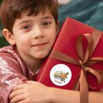 Personalizado lindo dinosaurio vehículos de construcción a prueba de agua pegatinas con nombre de regalo decoración de la fiesta de Navidad para los niños amantes de los dinosaurios