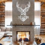 Personalized Deer Head Metal Wall Art Deer Antler Name Sign Rustic Farmhouse Decor Housewarming Gift for Hunter Farmer Deer Lover