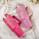 Personalisierte Multicolor Geburt Blume 40oz Becher mit Namen Deckel und Strohhalm Geburtstag Muttertag Geschenk für Mutter Oma