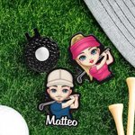 Clip magnetica per cappello personalizzata con personaggio golfista e nome regalo per compleanno e giornata di gioco per giocatori di golf