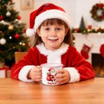 Personalisierte niedlichen Cartoon Weihnachtsmann Multicolor 12 oz Emaille Becher mit Namen Weihnachtsgeschenk für Familie Kinder