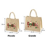 Borsa tote riutilizzabile personalizzata in iuta con nome a tema Babbo Natale regalo di Natale per bambini e famiglia