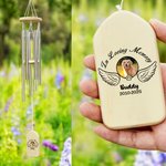 Personalised Photo Wings Pet Memorial Wind Chimes with Text and Date Garden Decor Anniversary Gift for Loss of Pet