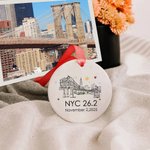 Personalisierte doppelseitige NYC 2025 Marathon 26,2 Keramik Ornament mit Text Wettbewerb Souvenir Affirmation Geschenk für Marathon-Läufer