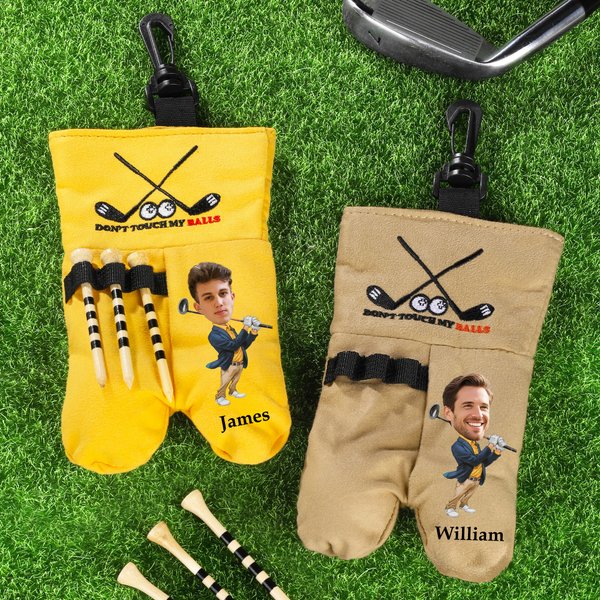 Personalised Golf Club Cartoon Character Face Photo Golf Ball Bag with Name Golf Accessories Birthday Gift for Golf Lovers