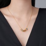 Personalized 1-9 Family Birthstones Women Necklace Dainty Jewellery Birthday Mother's Day Gift for Mom Grandma