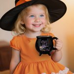 Personalised Halloween Costume Cartoon Character Black Cauldron Ceramic Coffee Mug with Initial and Name Halloween Party Gift for Women Kids