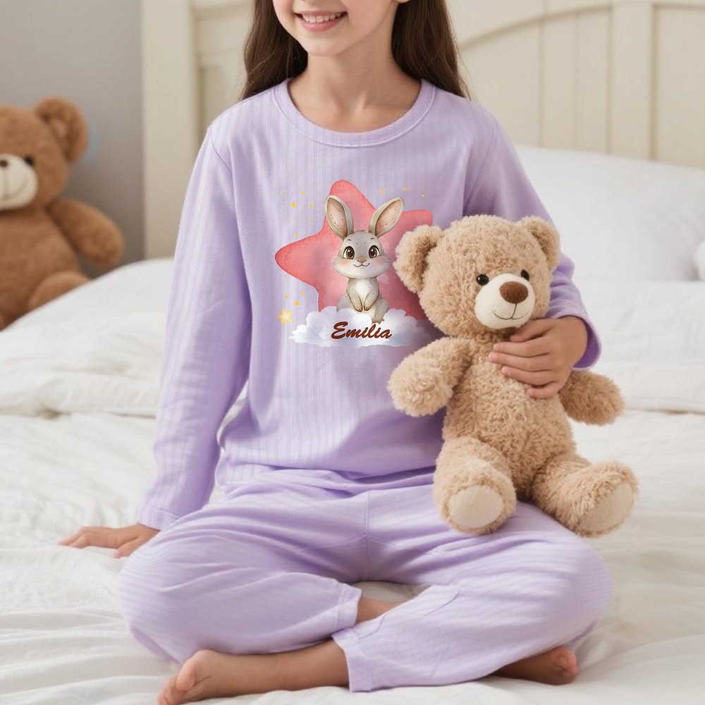 Personalisiertes Pyjama-Set mit Tiermotiv und Namen