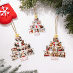 Personalised 2025 Christmas Tree 9 Photos Acrylic Hanging Ornament Tree Decoration Funny Christmas Gift for Family Friends