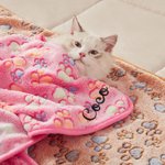 Personalisierte Pfote drucken weiche Fleece Haustier Decke mit gestickten Namen Home Decor Geburtstagsgeschenk für Tierbesitzer