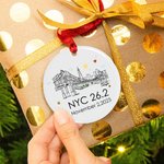 Personalisierte doppelseitige NYC 2025 Marathon 26,2 Keramik Ornament mit Text Wettbewerb Souvenir Affirmation Geschenk für Marathon-Läufer