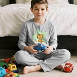 Personalisierter Tier-Design Kinder Schlafanzug aus 100% Baumwolle mit Namen Hausanzug Geburtstag Geschenk für Jungen Mädchen