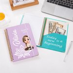 Personalisierte Cartoon Yoga Girl A5 Spiral Journal Notebook 2026 wöchentliche monatliche Planer mit Namen Neujahr Geburtstag Geschenk für Frauen