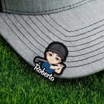 Clip magnetica per cappello personalizzata con personaggio golfista e nome regalo per compleanno e giornata di gioco per giocatori di golf