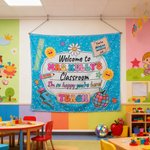 Personalised Multicolour Daisy Pencil Teacher Theme Tapestry with Text Classroom Decor Back to School Gift for Teachers