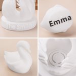 Personalised 3D Printed Swan Mother and Little Swan Luminous Ornament with Name Desk Decor Christmas Gift for Mom Grandma Family