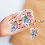 Personlig födelsedag Blomma Blå rosettbukett Vattentät klistermärke med initialer Födelsedag Daglig användning Present för bokälskare