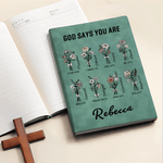 Personalized Bible Verse Birth Flower  PU Leather A5 Journal Notebook with Name and 200 Line Pages Birthday Baptism Gift for Christians Friends