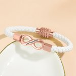 Personalised Love Infinity Waterproof PU Leather Matching Bracelet with Text  Anniversary Birthday Gift for Couple Lover