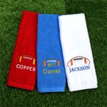 Personalized Football Design Super Absorbent 100% Cotton Soft Lightweight Sports Towel with Embroidered Name Birthday Gift for Football Sports Lovers