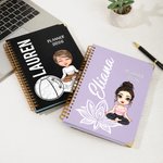 Personalisierte Cartoon Yoga Girl A5 Spiral Journal Notebook 2026 wöchentliche monatliche Planer mit Namen Neujahr Geburtstag Geschenk für Frauen