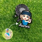 Clip magnetica per cappello personalizzata con personaggio golfista e nome regalo per compleanno e giornata di gioco per giocatori di golf