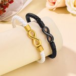 Personalised Love Infinity Waterproof PU Leather Matching Bracelet with Text  Anniversary Birthday Gift for Couple Lover