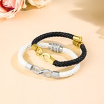 Personalised Love Infinity Waterproof PU Leather Matching Bracelet with Text  Anniversary Birthday Gift for Couple Lover